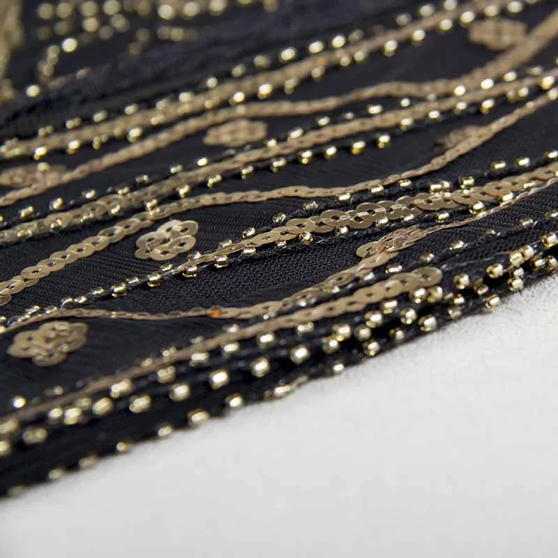 1920s Gatsby Dress Long Fringe Flapper Dress 20s Sequins Beaded Dress