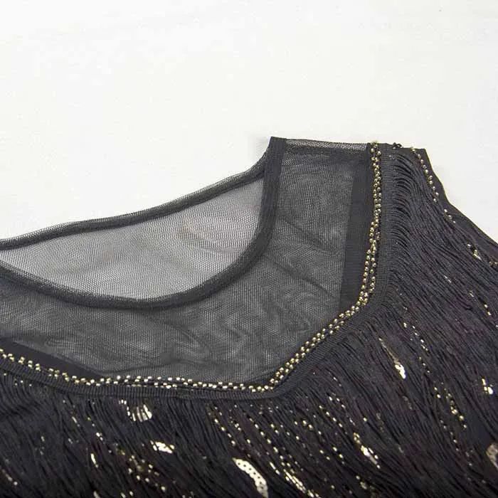 1920s Gatsby Dress Long Fringe Flapper Dress 20s Sequins Beaded Dress