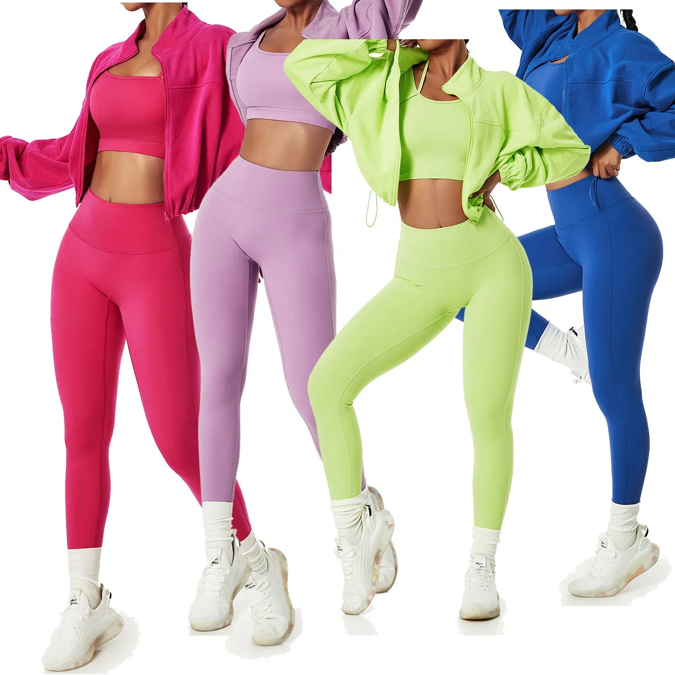 2025 4pcs Leggings Sets For Women Best Price Workout Sets Quick Dry Sportswear Athleisure Wear Sets Women