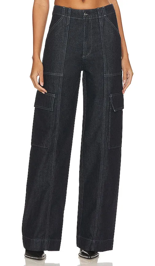 AG Jeans x Emrata Amia Wide Leg Jean in Blue