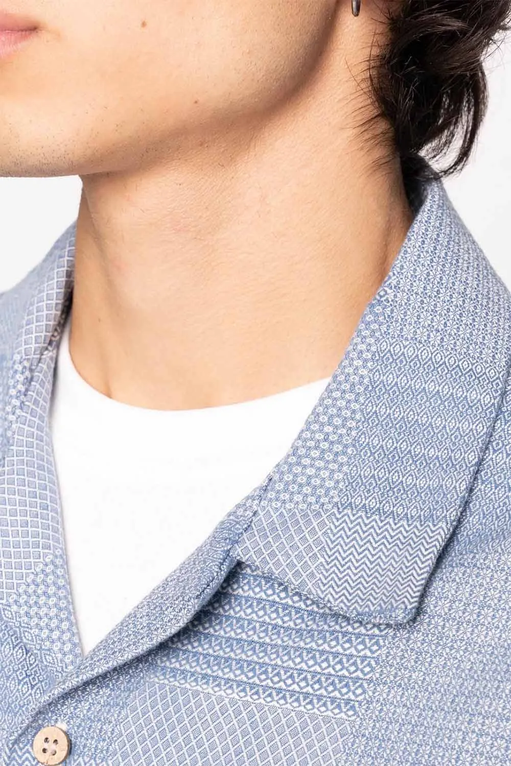 ALOHA SHIRT Dobby Patchwork Pale Blue