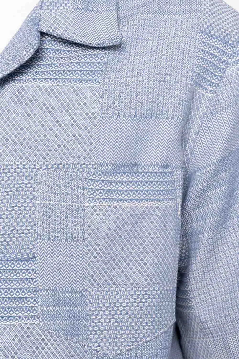 ALOHA SHIRT Dobby Patchwork Pale Blue