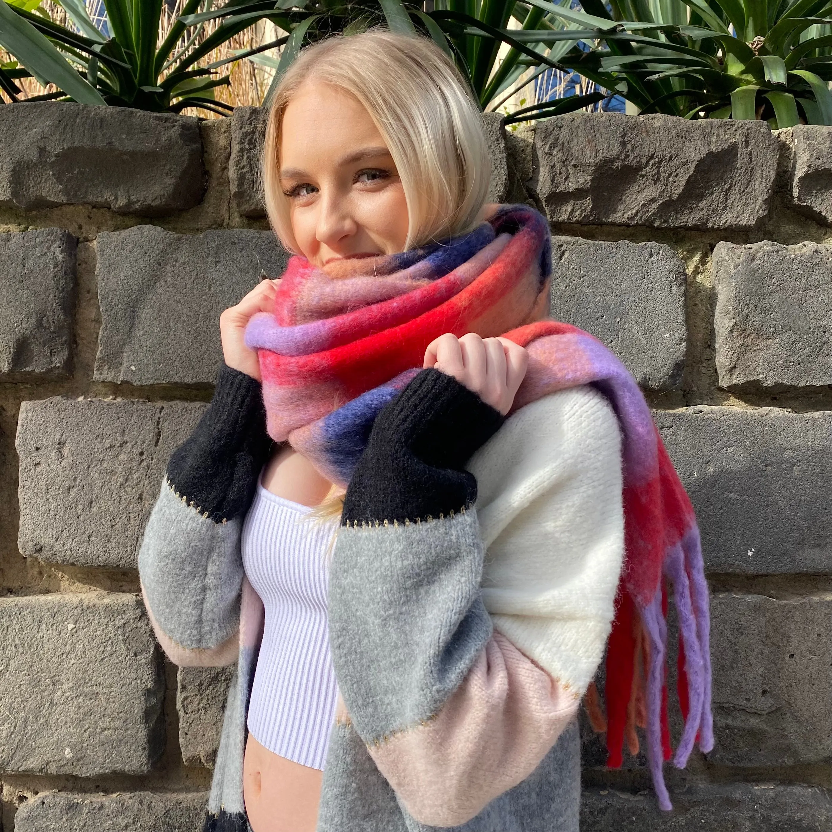 Amy Multi-Coloured Fringed Scarf