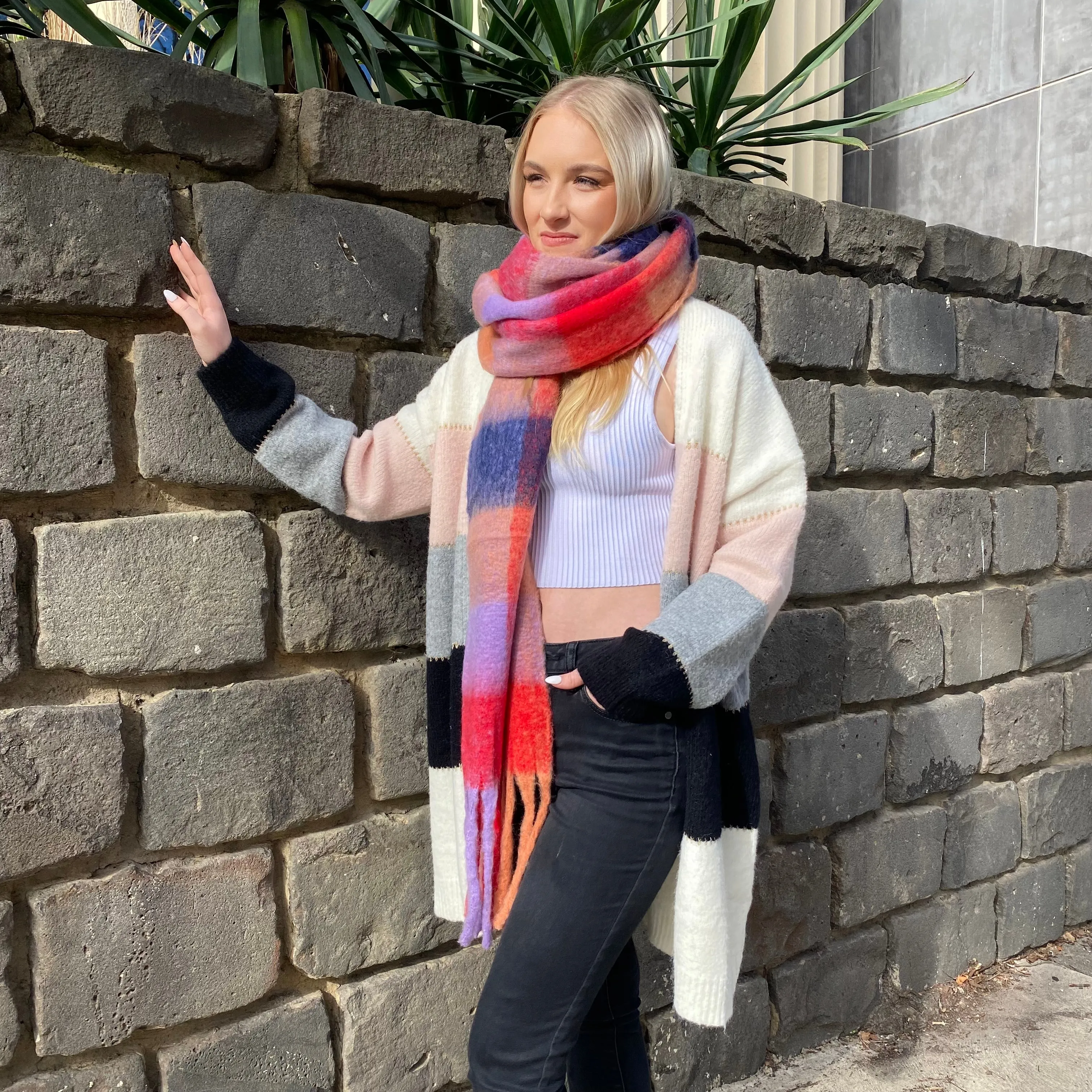 Amy Multi-Coloured Fringed Scarf