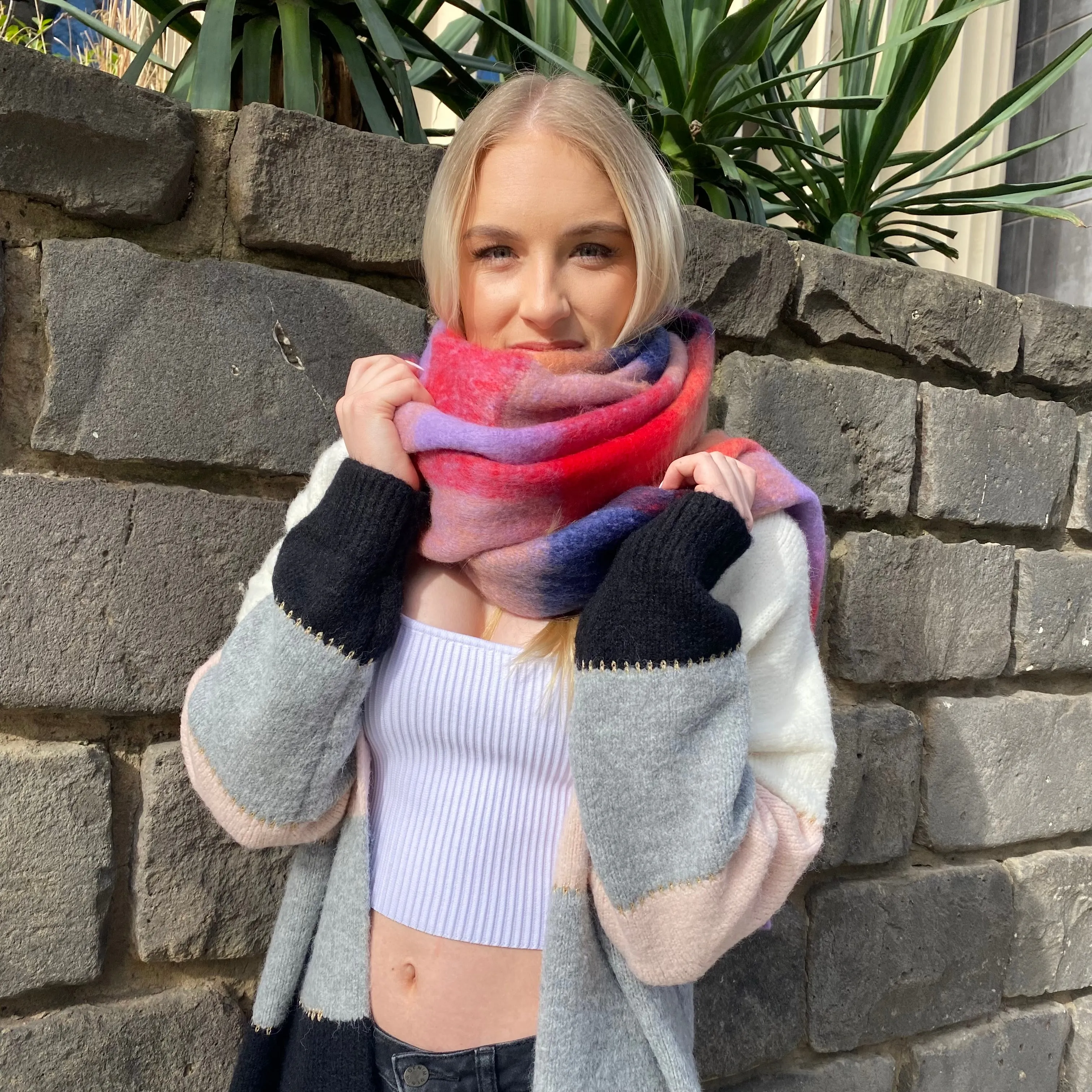 Amy Multi-Coloured Fringed Scarf