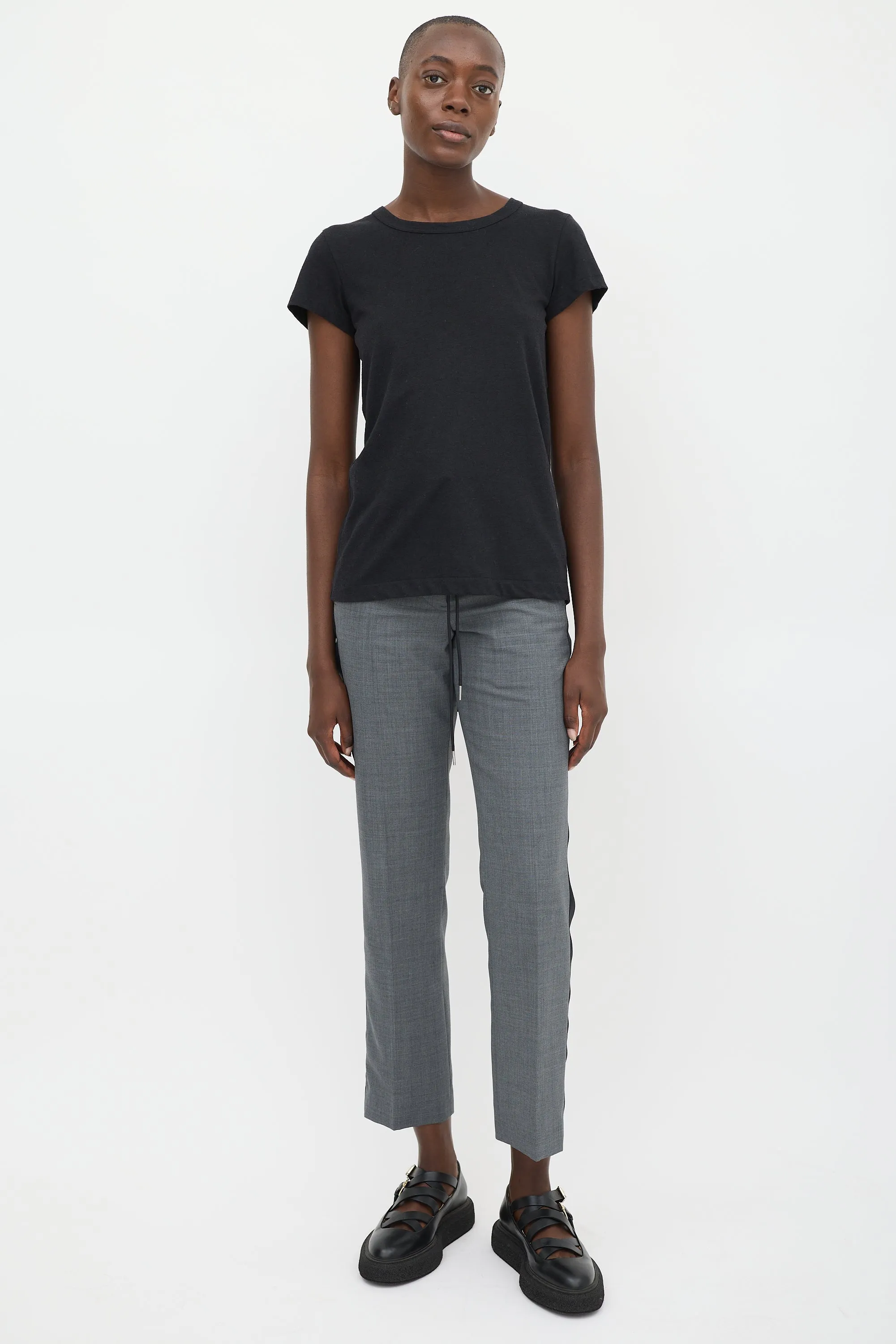 Black & Navy Insert Lace Up T-Shirt