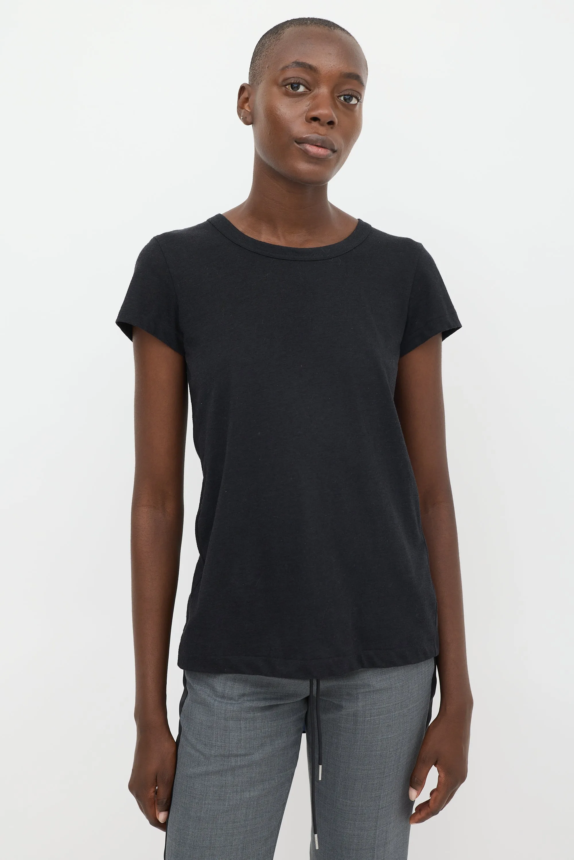 Black & Navy Insert Lace Up T-Shirt