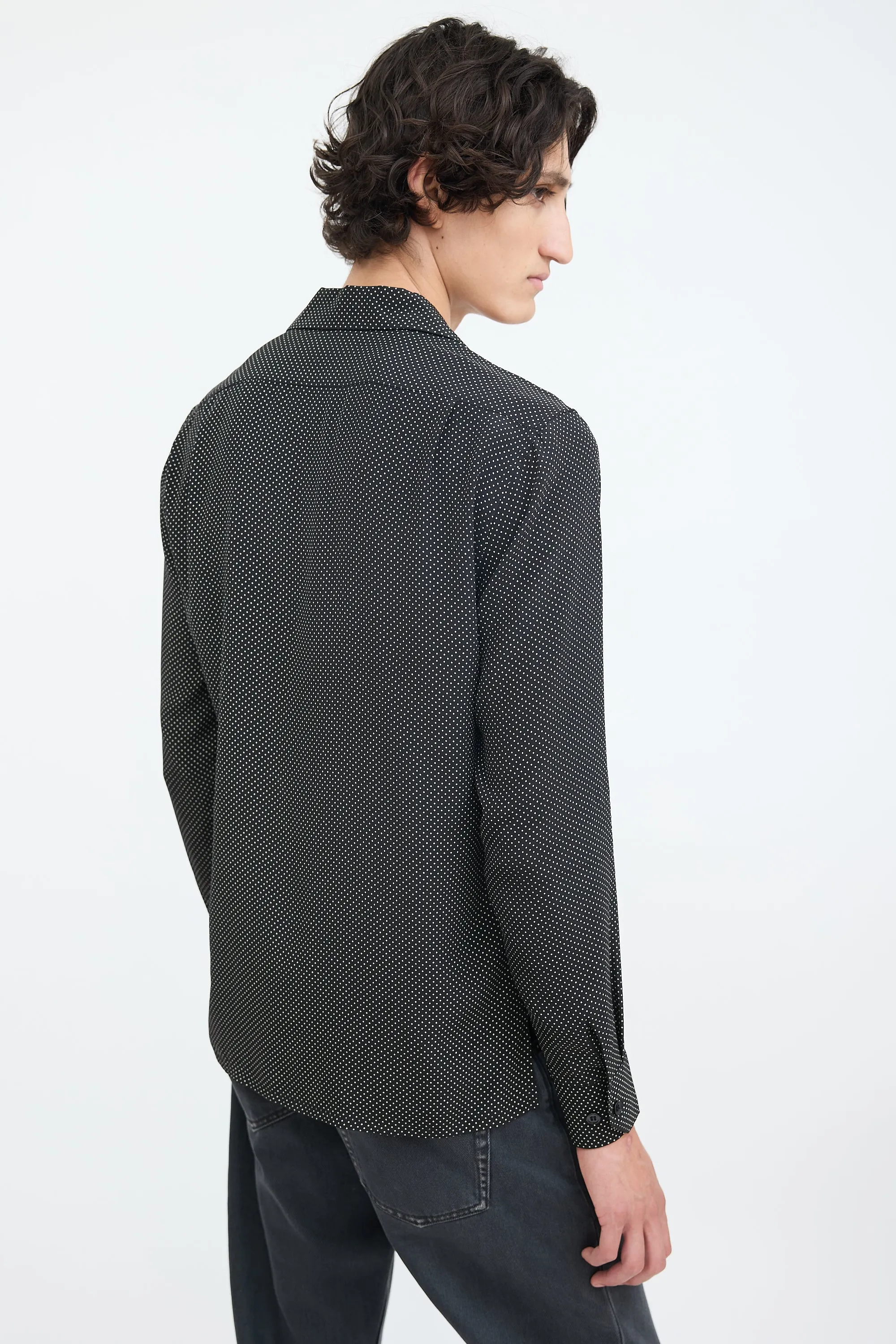 Black & White Silk Polka Dotted Shirt