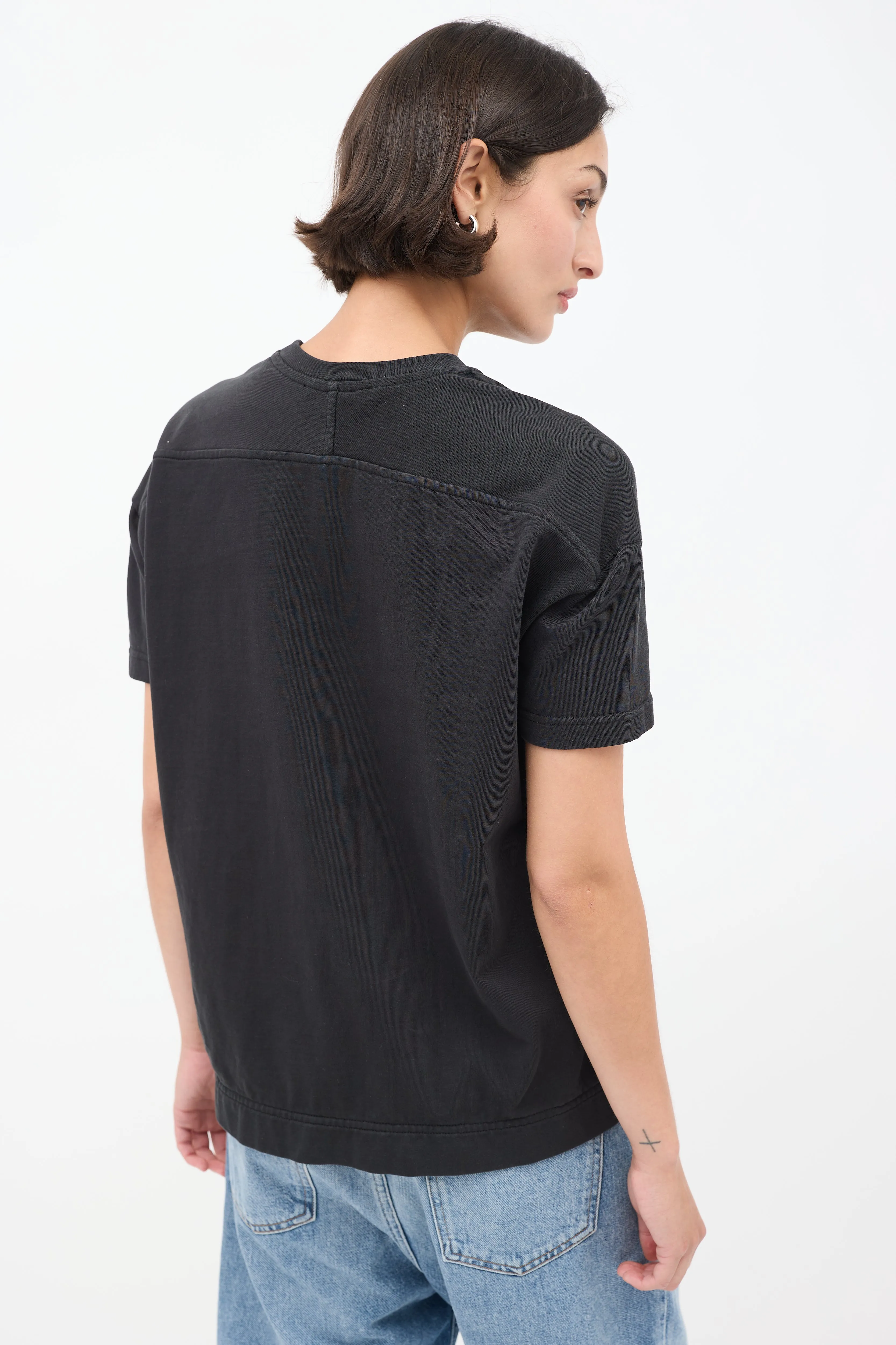 Black Cotton Split Side T-Shirt