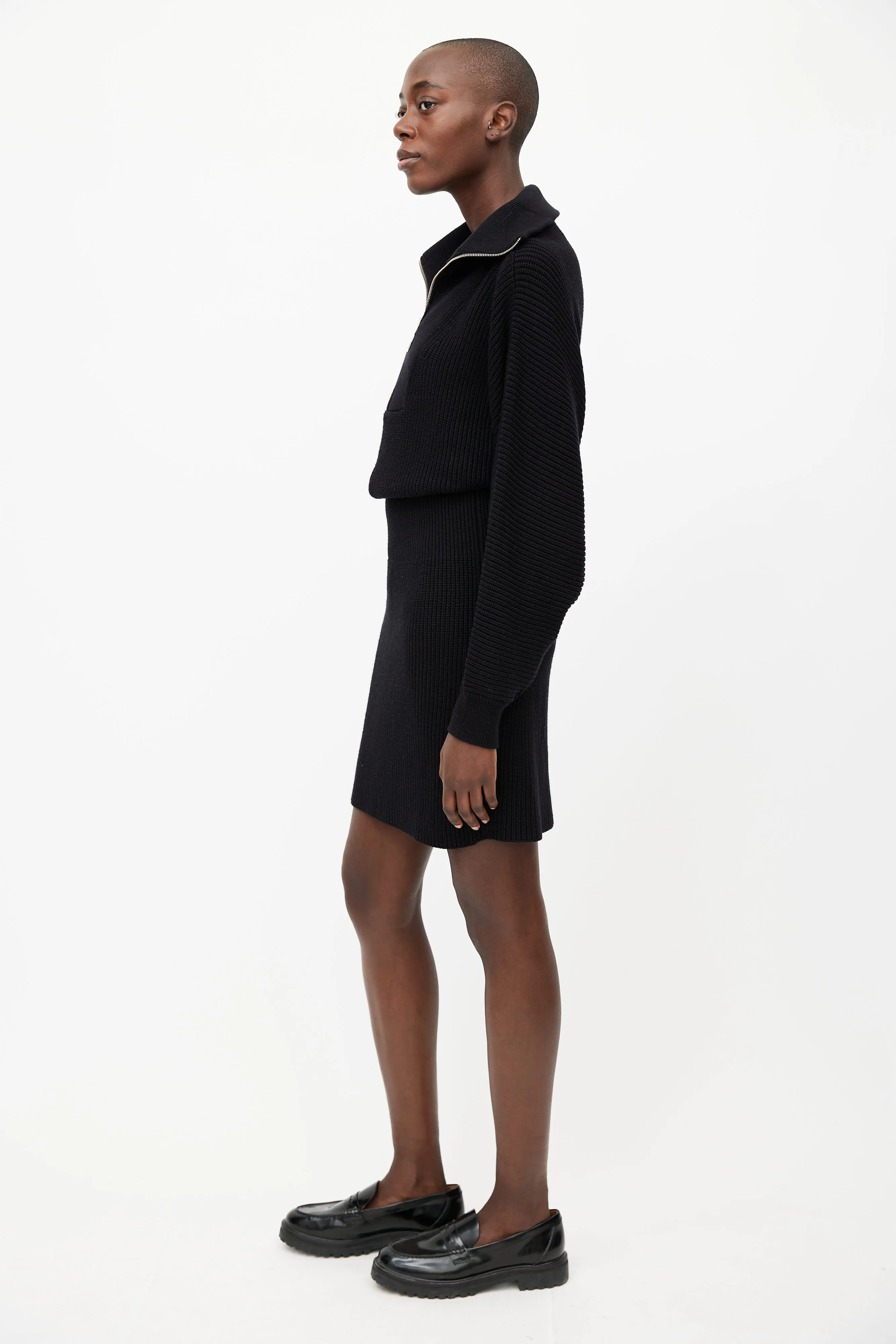 Black Kirby Ribbed Knit Dress