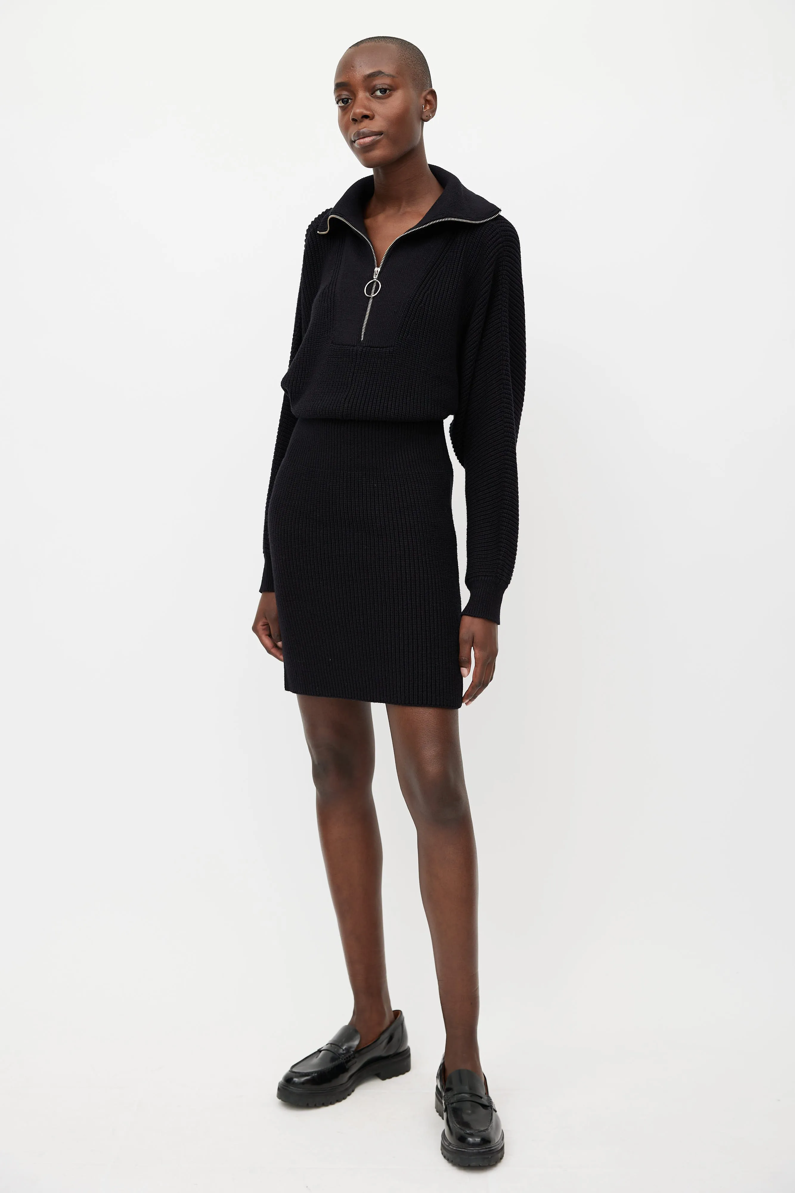 Black Kirby Ribbed Knit Dress