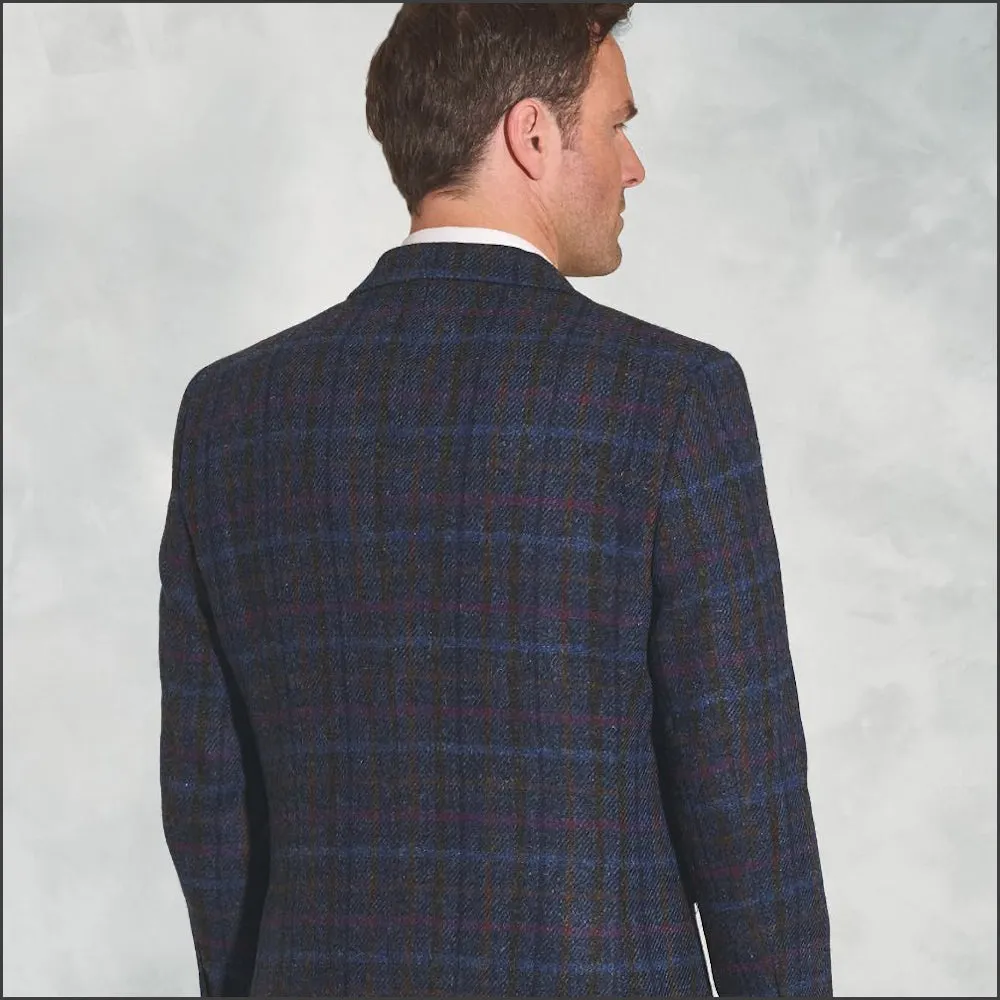 Brook Taverner Inverurie Navy Check Harris Tweed Jacket--