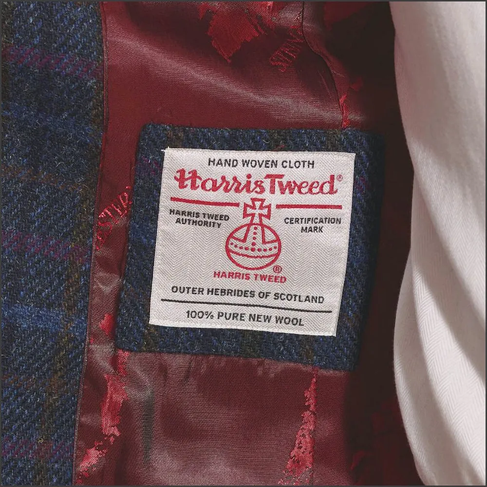 Brook Taverner Inverurie Navy Check Harris Tweed Jacket--