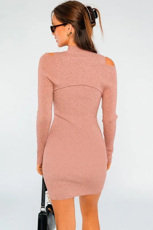 Cinnamon 2 Layered Ribbed Knit Dress