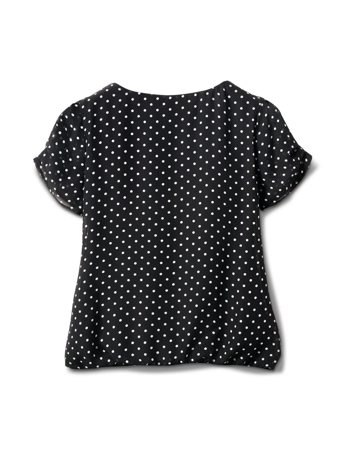 Dot Bubble Hem Woven Blouse-Petite