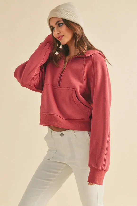 Drea Half-Zip Hoodie Berry