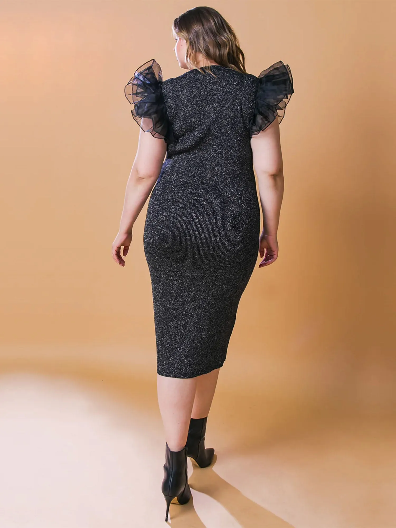 Flying Tomato Plus Ruffle Sleeve Ribbed Knit Dress - Brands We Love