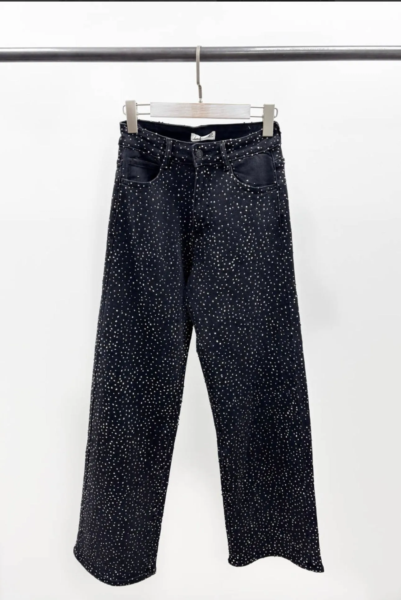 Full Diamante Embellished Wide Fit Jeans