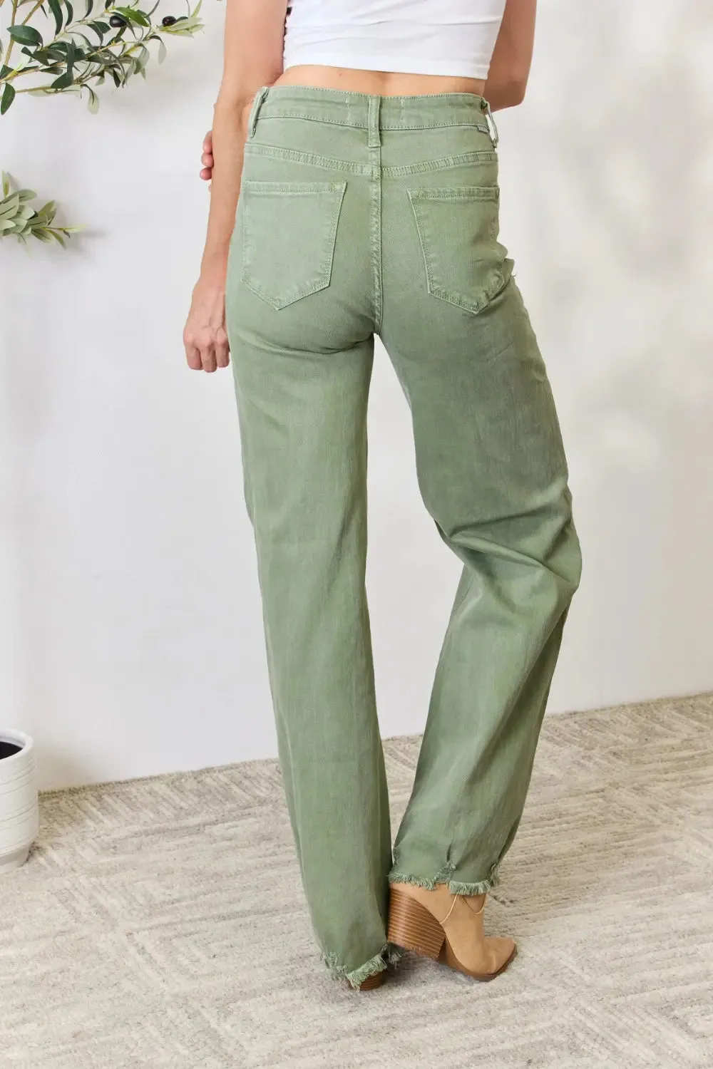 Full Size Raw Hem Wide-Leg Jeans