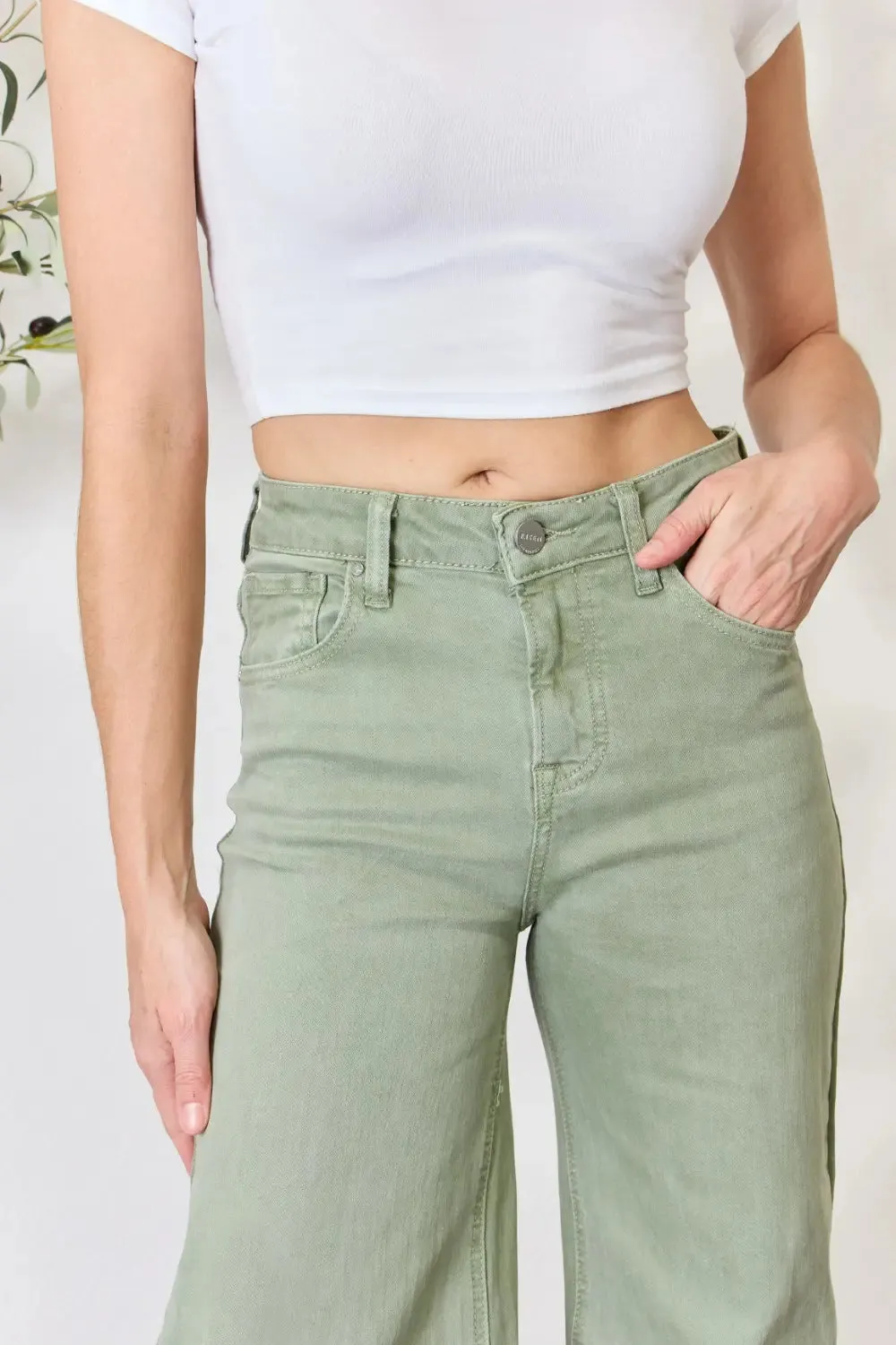 Full Size Raw Hem Wide-Leg Jeans