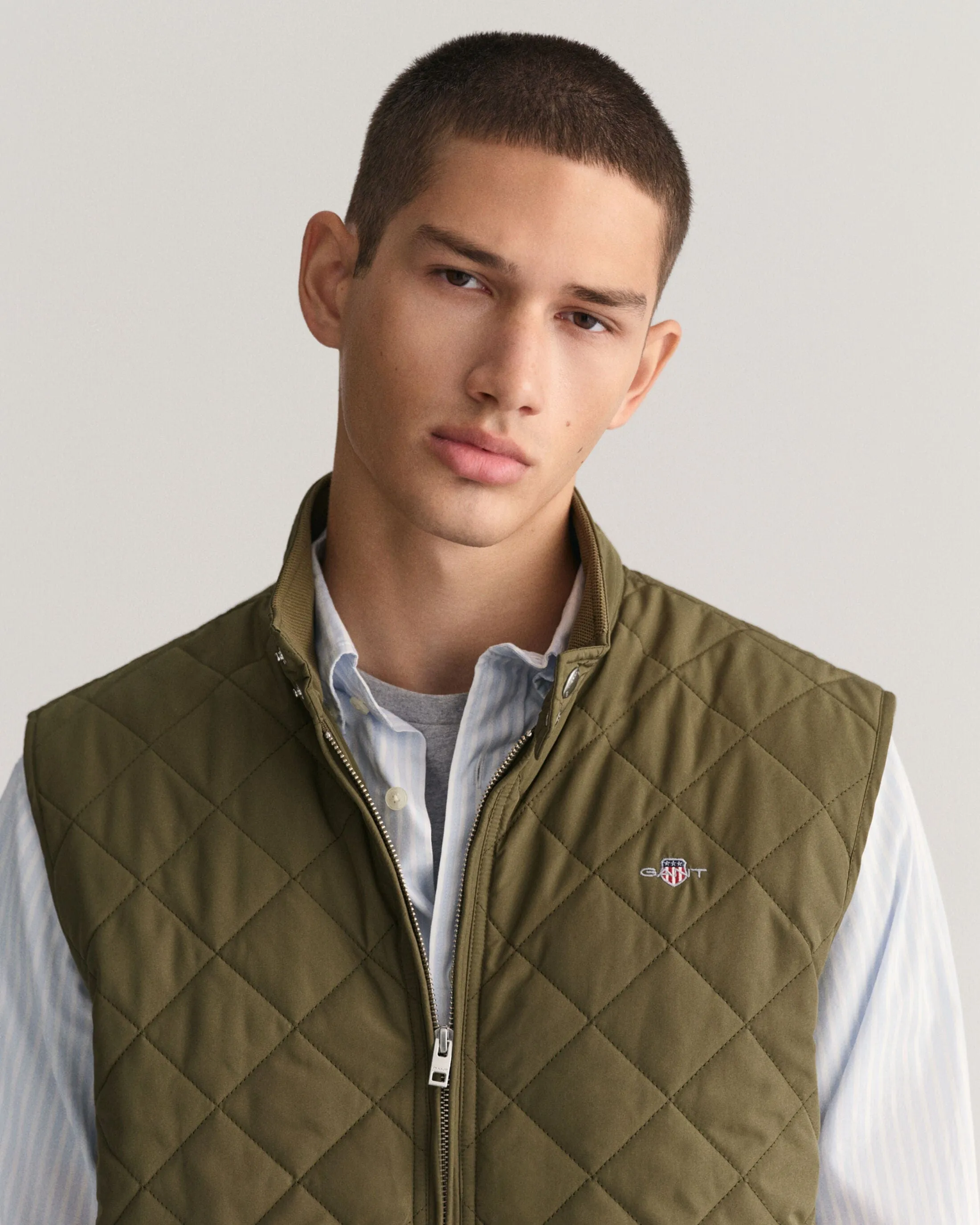 Gant Quilted Windcheater Vest in Juniper Green