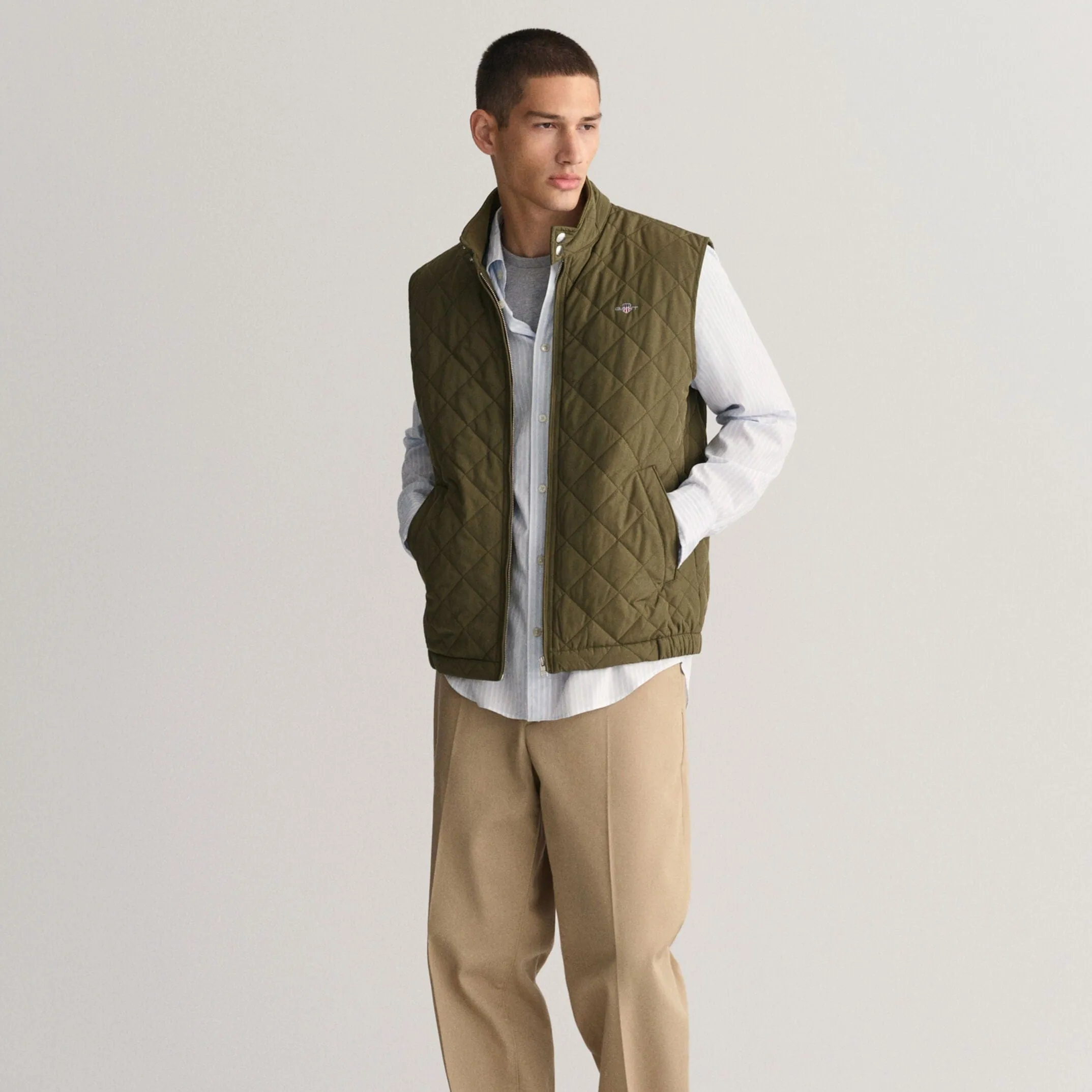 Gant Quilted Windcheater Vest in Juniper Green