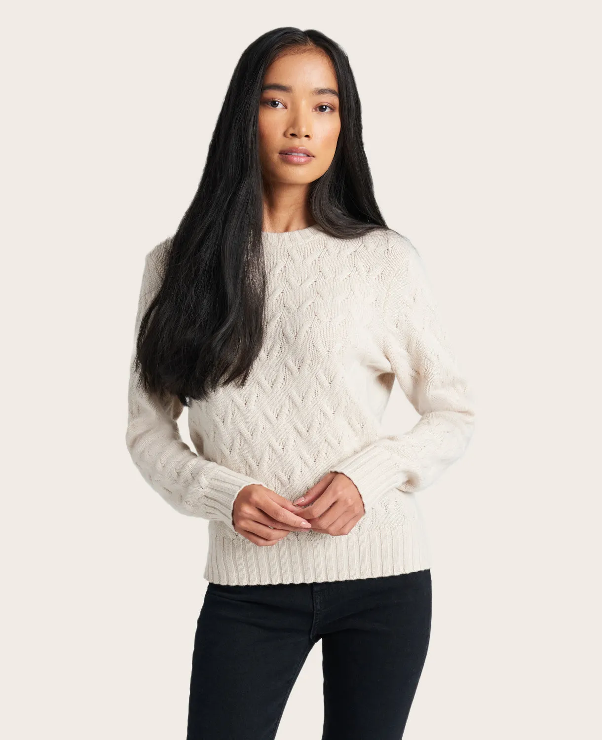 GENTLE SOULS - Site Exclusive! Cable-Knit Cashmere Sweater