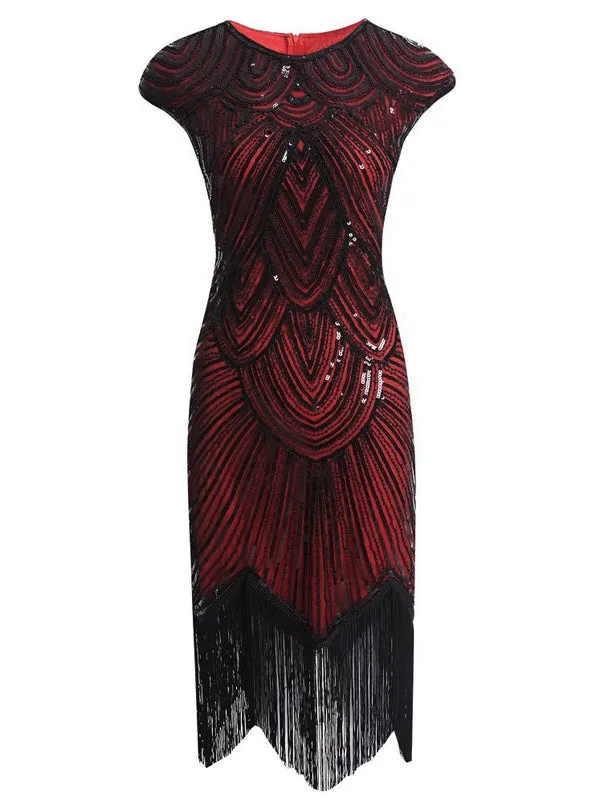 Gold 1920s Sequin Beaded Fringed Dress
