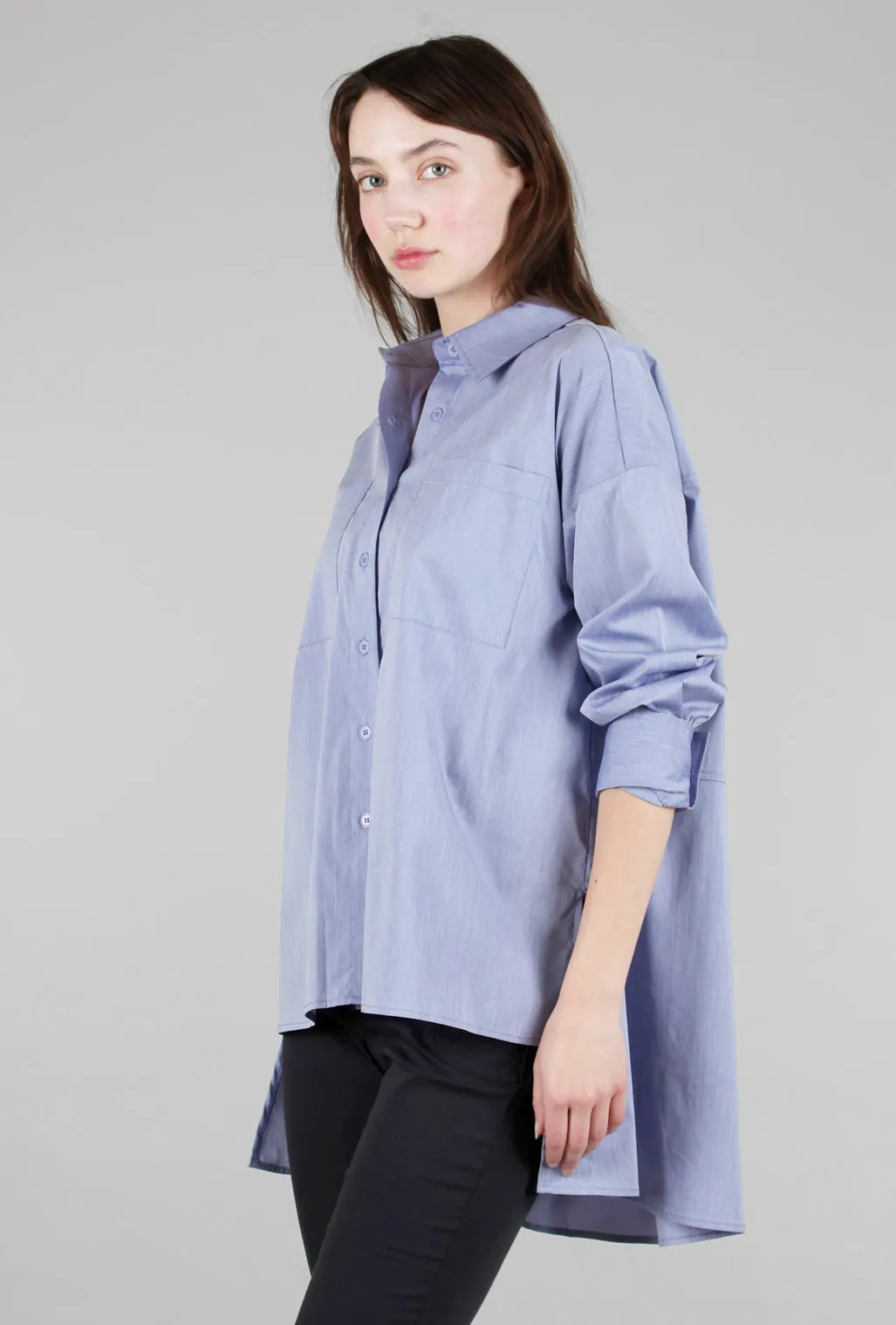 High-Low Oversized Tunic, Blue