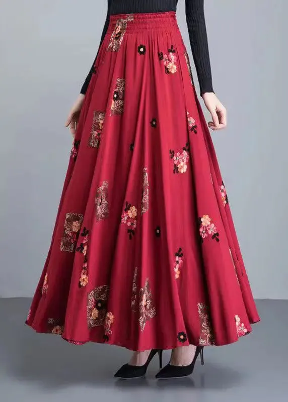 High Waist Patchwork Cotton Skirt Fall