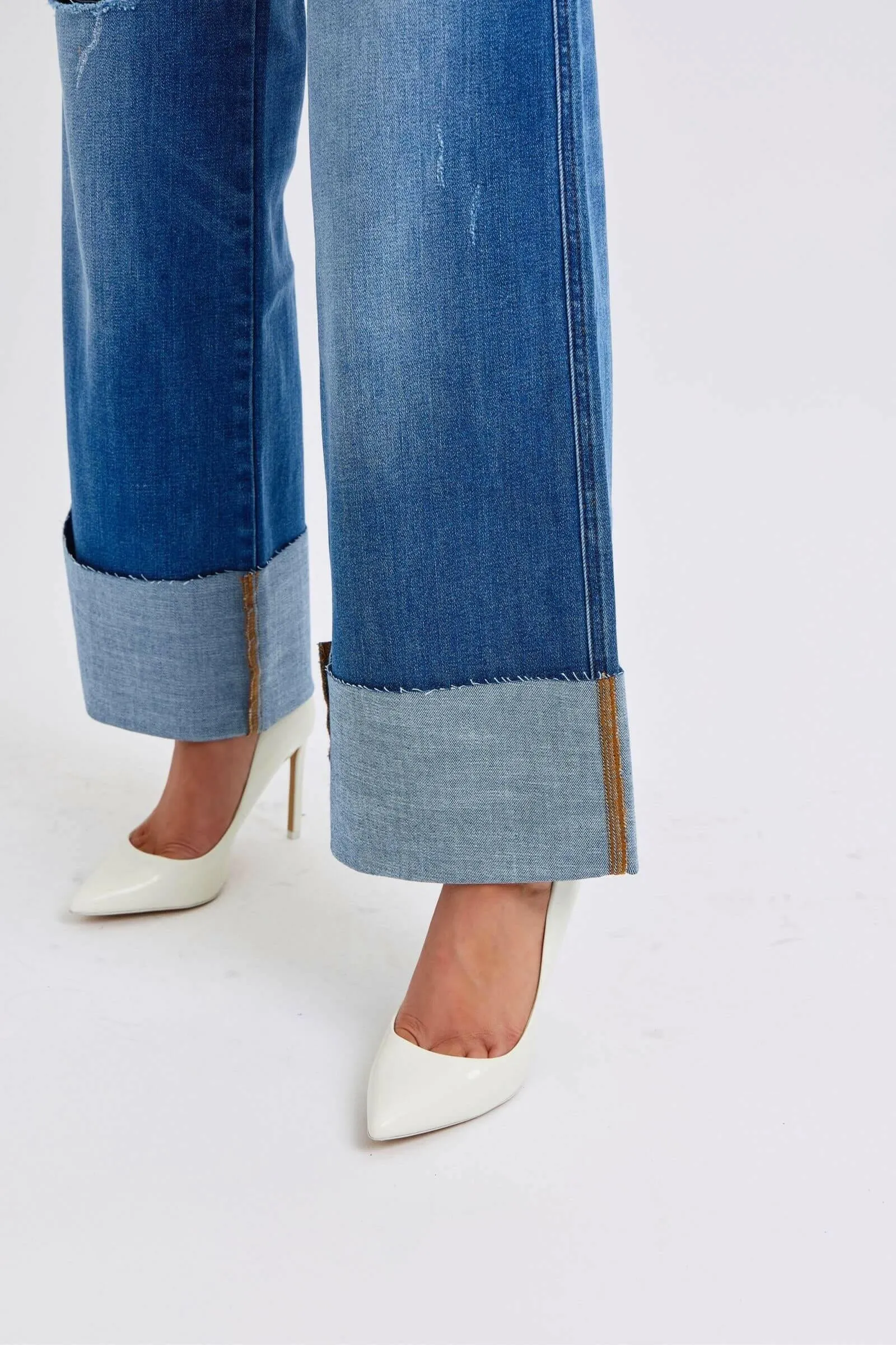 Judy Blue Full Size Distressed High Waist Wide Leg Jeans | Sleek Denim Boutique