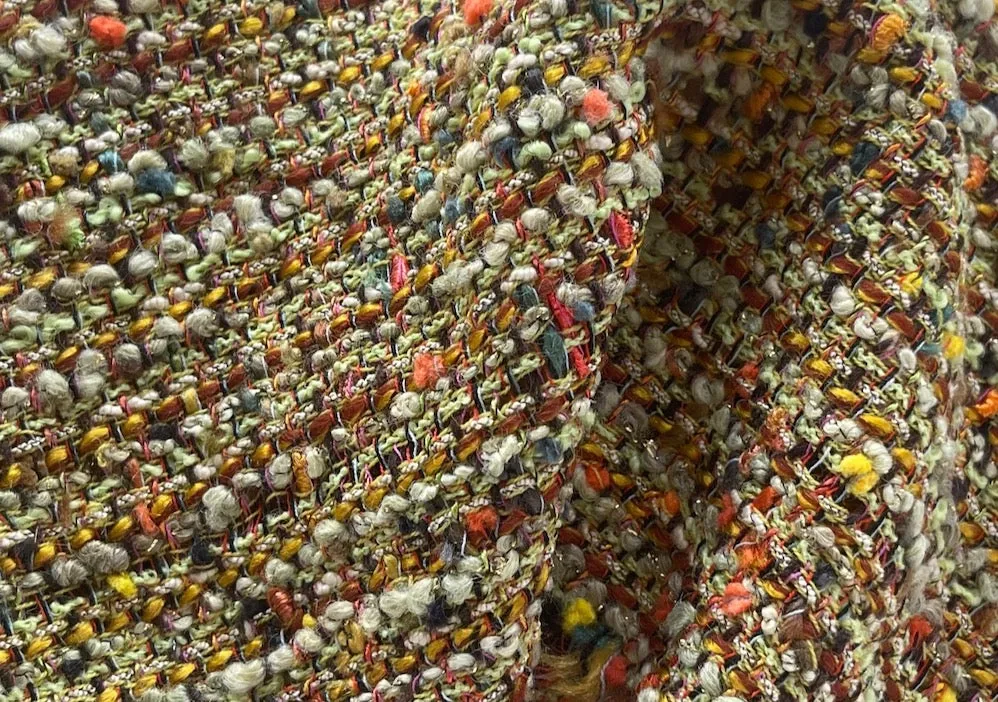 Jules Tournier Freshly Mowed Metallic Pasture Knotty Wool Blend Bouclé (Made in France)