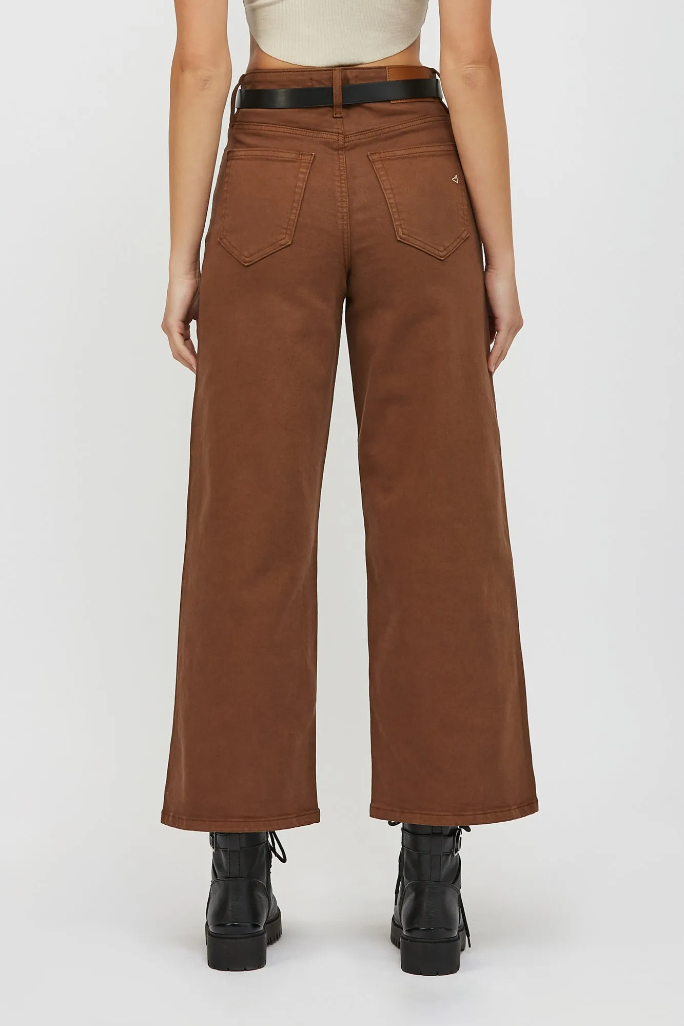 [NORI] Chestnut Colored Clean Stretch 28" Inseam Wide Leg