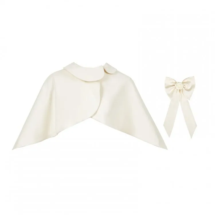 Off White Asymmetrical Round Flat Collar High-low Hem Cape