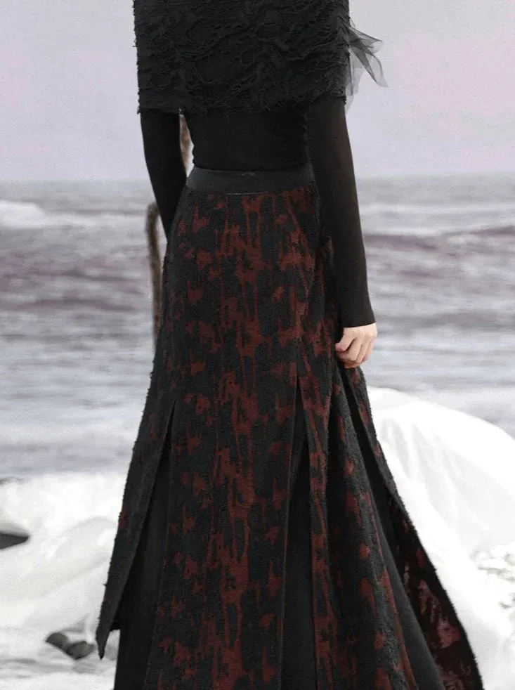 Patchwork Dark Skirt Retro Knit