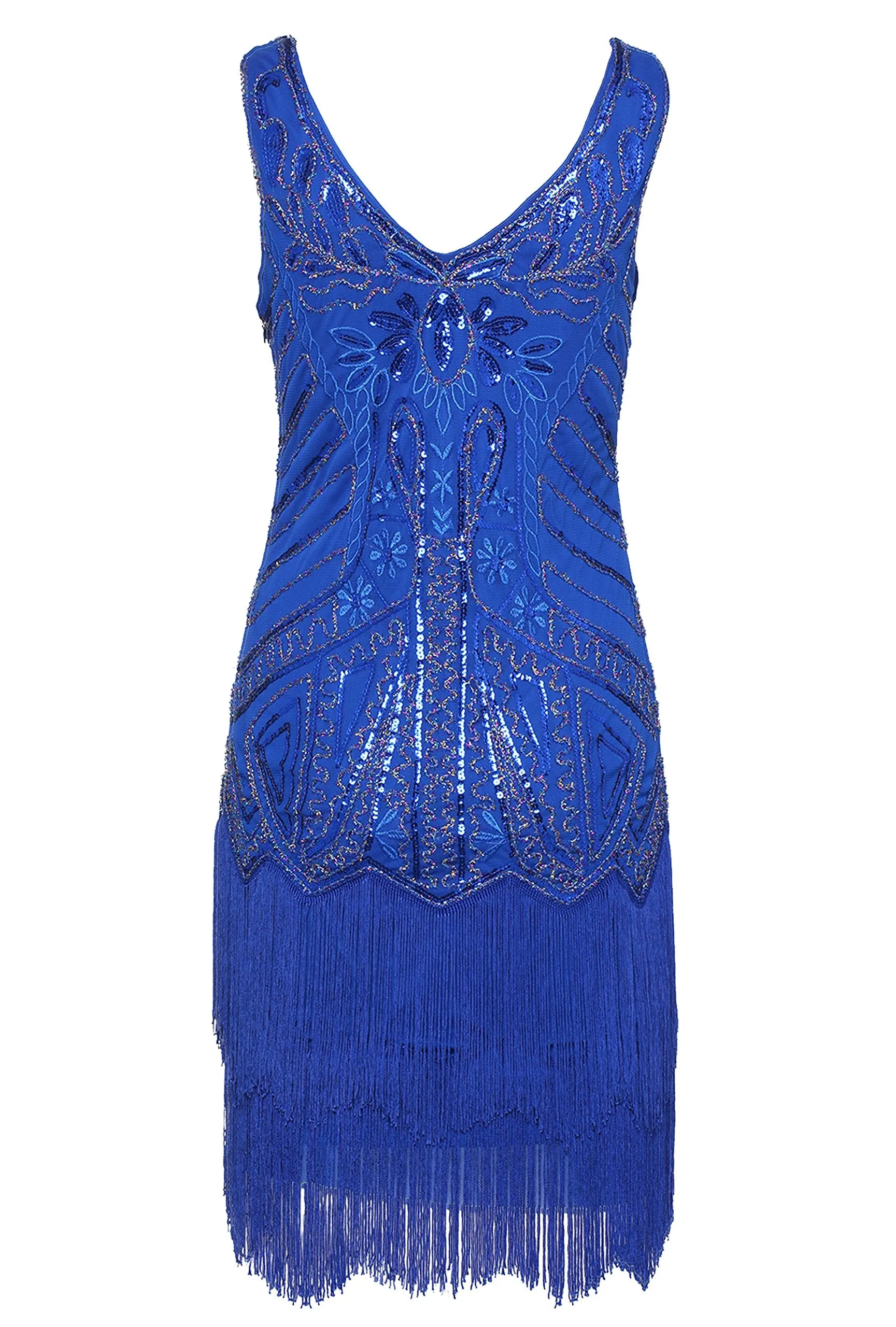 US STOCK Bright Green Sleeveless Flapper Beaded and Sequined Mini Dress