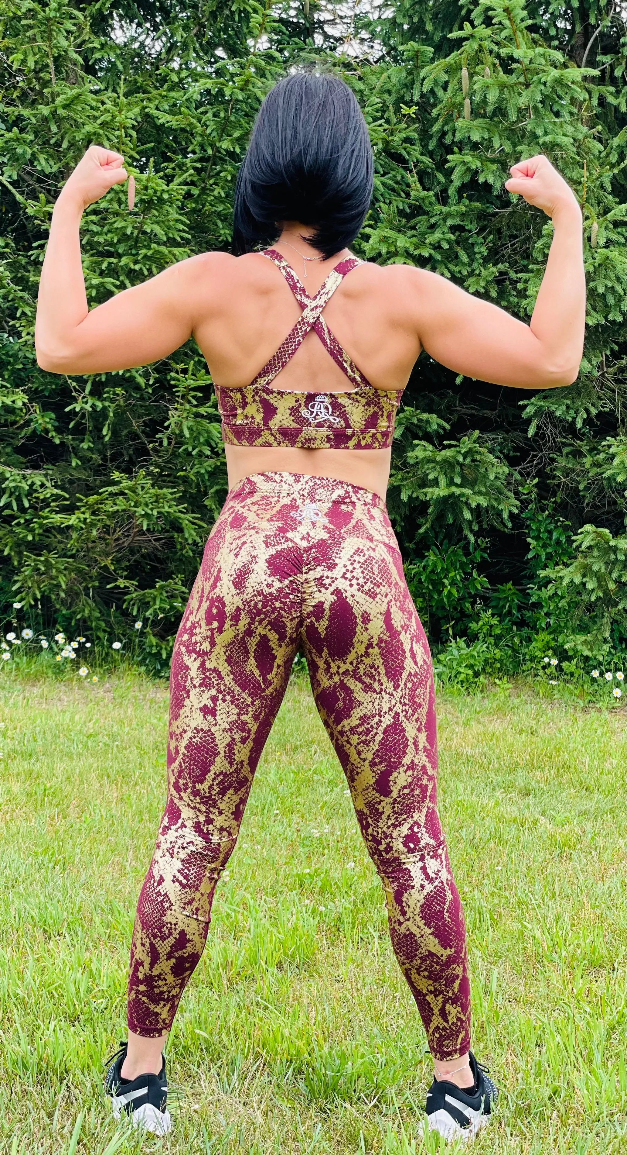 WINE SNAKE SKIN SPORT BRA
